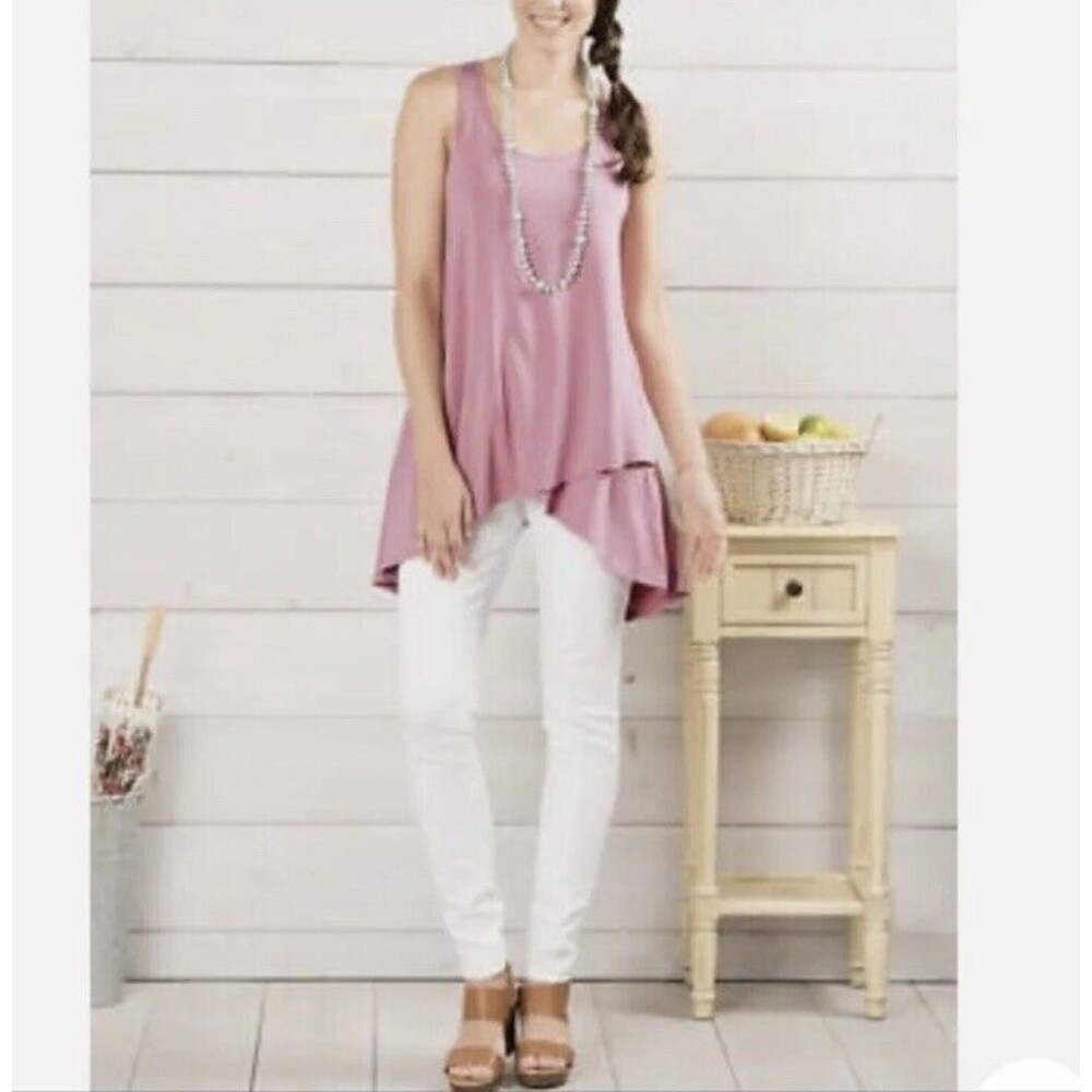 Matilda Jane Adventure Begins Secret Garden Tank Tunic Pink Floral Womens Small